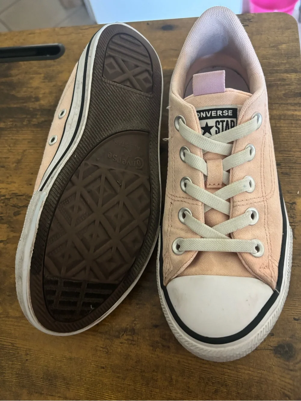 Converse Low Top Sneakers - Pale Pink and White